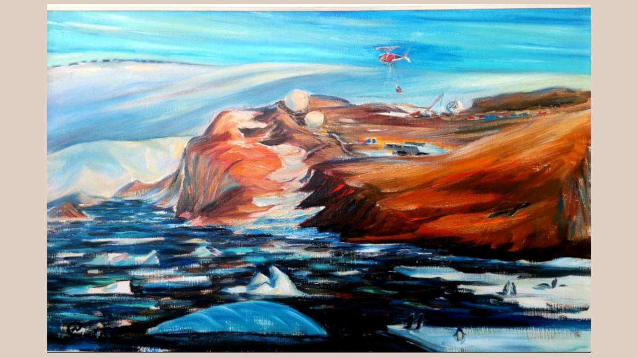 „Antarktis, Indische Bharati-Station“, Öl auf Leinwand, 2017