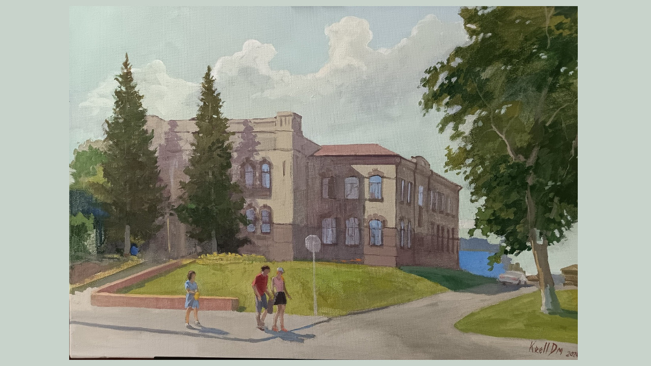 Dmitri Krell. „Männergymnasium“. Tempera auf Leinwand. 2024