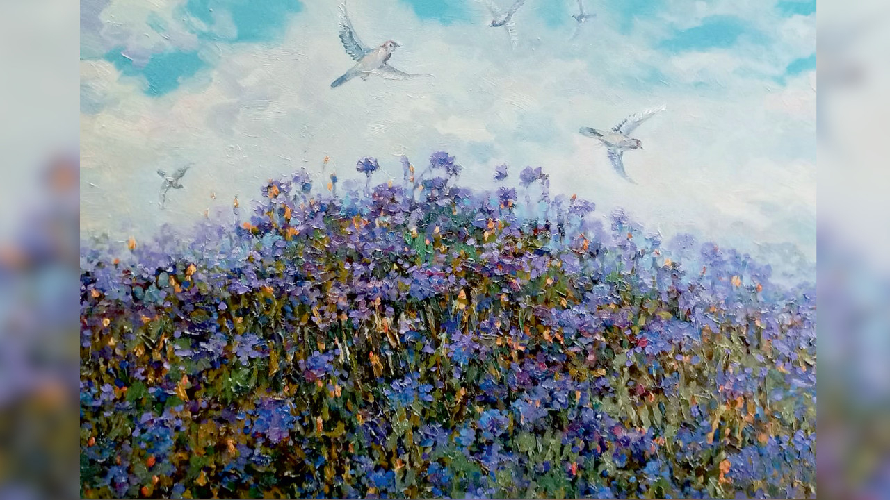 Lerchengesang. 2025, Öl auf Leinwand, 60x86 cm