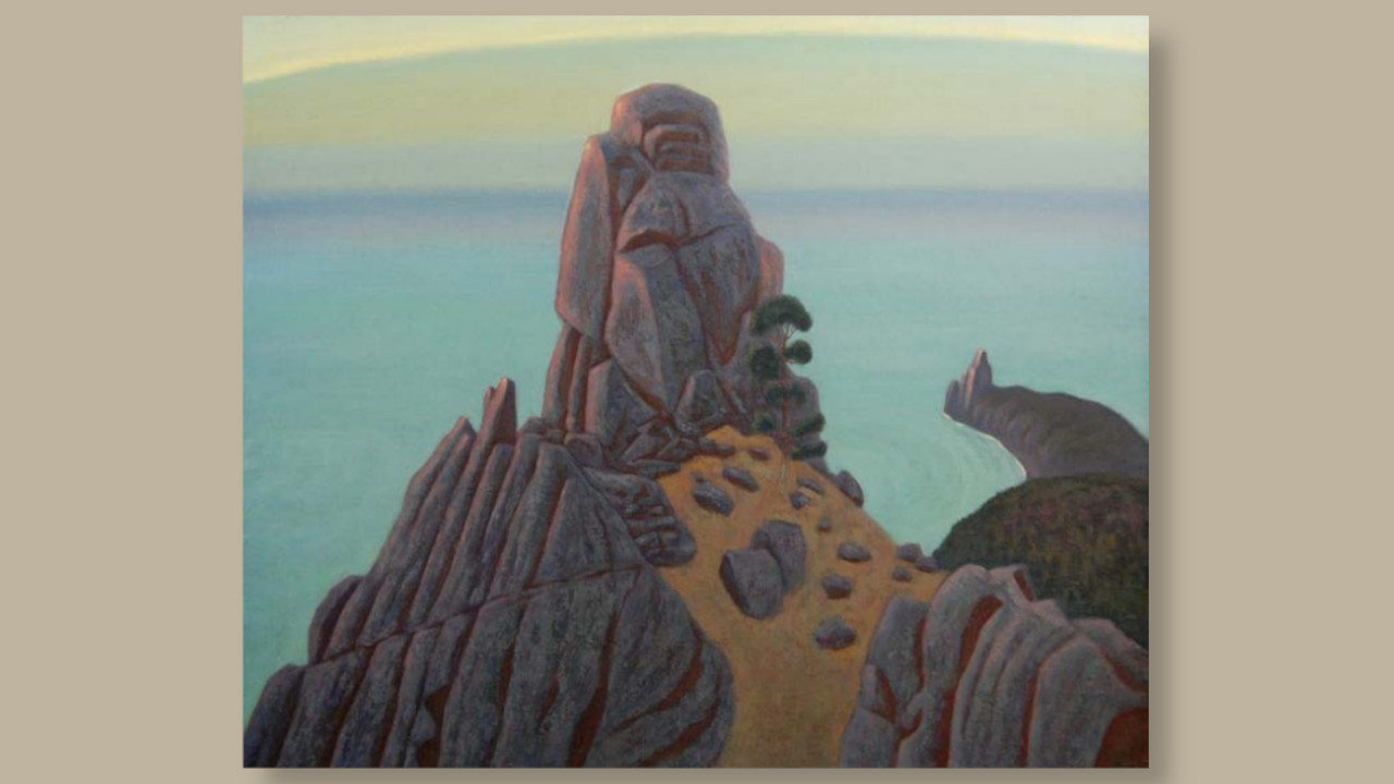 Sphinx des Baikalsees. 2001. Öl auf Leinwand, 80 x 100 cm