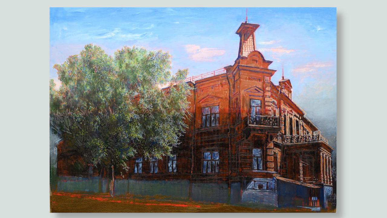 Dmitri Geweiler. „Die Villa von Pjotr Schmidt“. 2026. Öl auf Leinwand / Foto: Anna Bondarenko